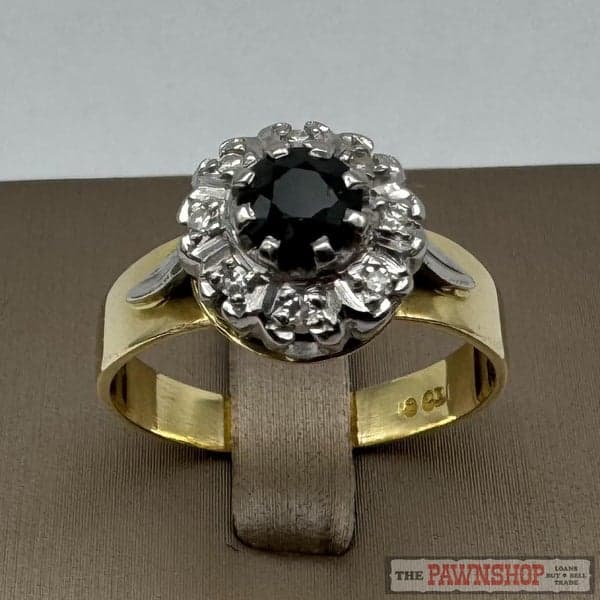 18ct Yellow Gold Sapphire &amp; Diamond Cluster Ring ~ $5,100!