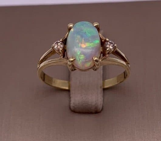 10ct Yellow Gold Opal &amp; Diamond Dress Ring ~ $2,100!