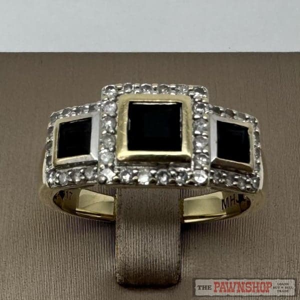 10ct Yellow Gold Sapphire &amp; Diamond Dress Ring ~ $1,900!