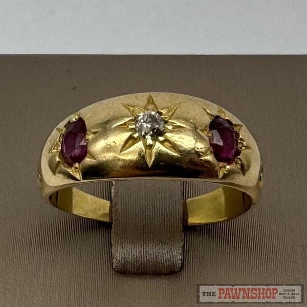 18ct Yellow Gold Ruby &amp; Diamond Gypsy Ring ~ $5,500!