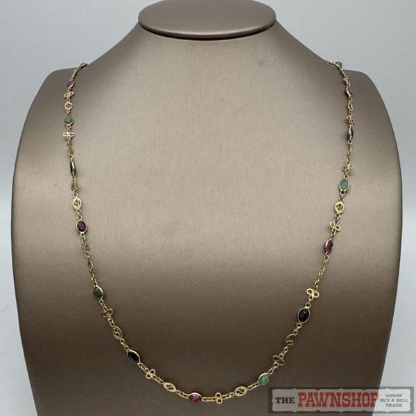 10ct Yellow Gold Emerald, Ruby &amp; Sapphire Necklace ~ $7,900!