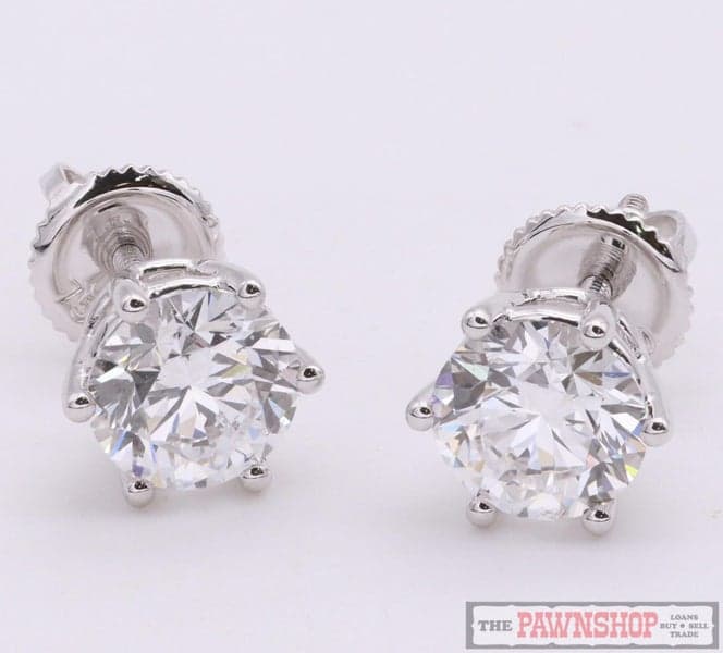 18ct White Gold 2.10ct TDW Lab Grown Diamond Stud Earrings ~ D VVS2 $6,200!