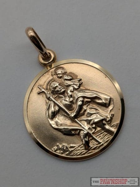 Round Saint Christopher Pendant in 9ct Yellow Gold