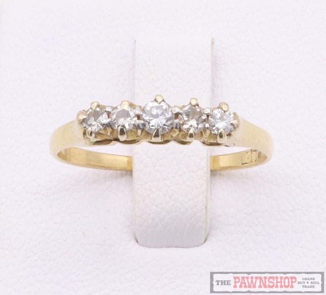 18ct Yellow Gold 5 Stone London Bridge Diamond Ring 0.25ct TDW ~ $3,400