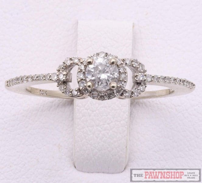 14ct White Gold Solitaire Halo Diamond Ring 0.38ct TDW ~ $3,000