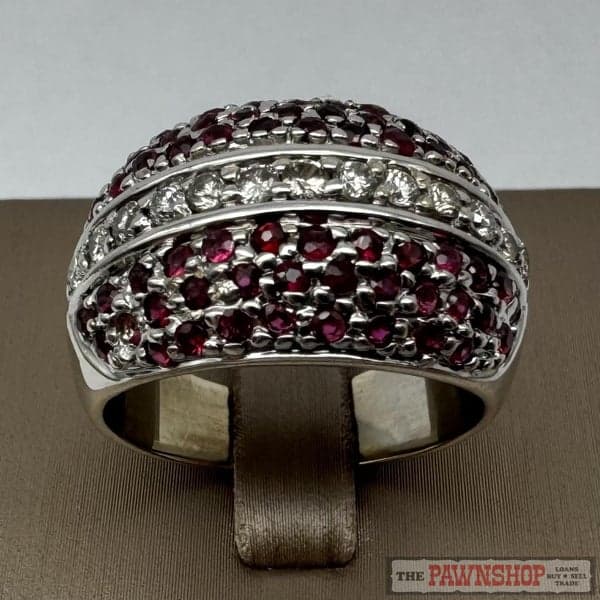 18ct White Gold Ruby &amp; Diamond Pavé Set Dome Ring ~ $10,500!