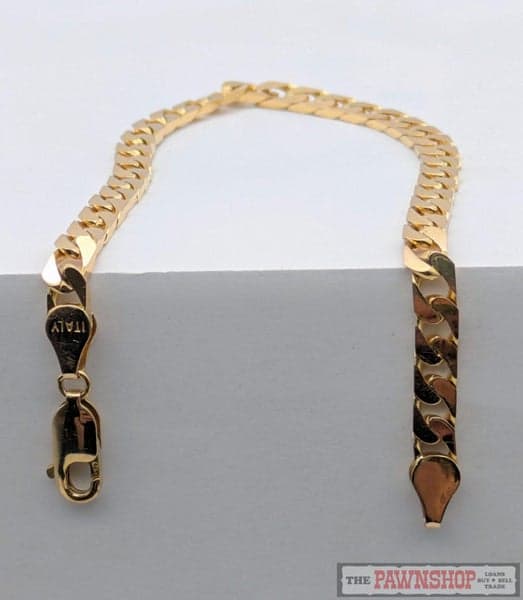 Flat Curb Link Bracelet in 9ct Yellow Gold 9.60 Grams