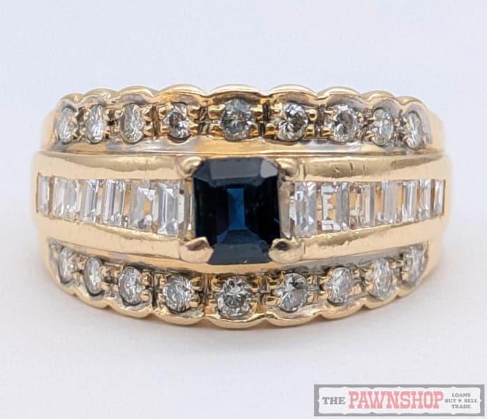 0.50ct Sapphire and 0.85ct TDW Diamond Dress Ring in 14ct Yellow Gold