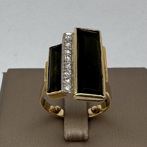 18ct Yellow Gold Green Tourmalione &amp; Diamond Dress Ring ~ $8,500!