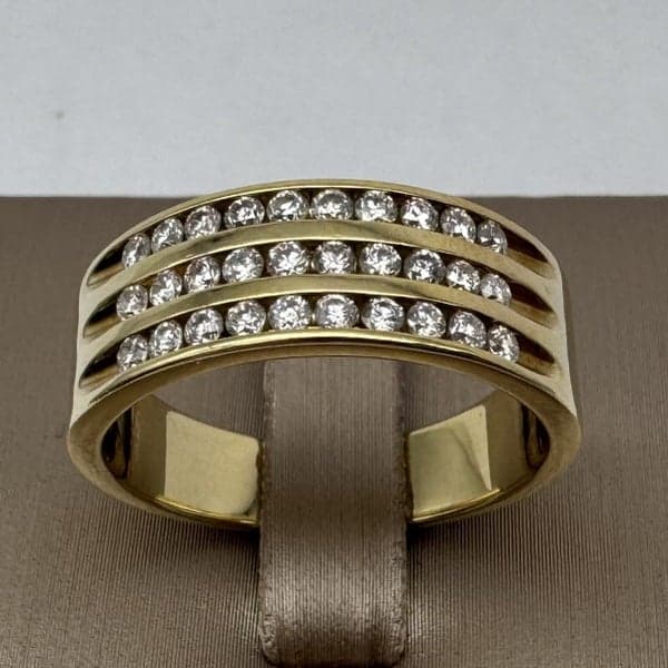 9ct Yelow Gold Triple Channel Set Diamond Band Ring ~ $3,500!