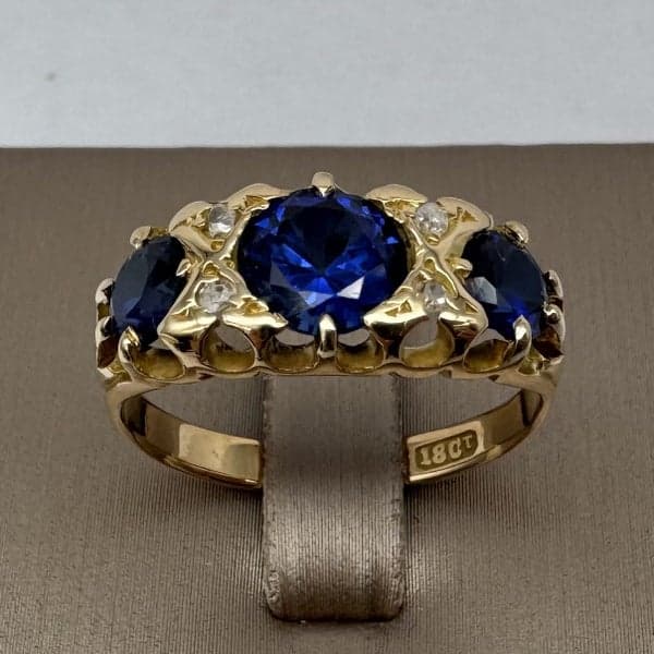 18ct Yellow Gold Lab-Grown Sapphire &amp; Diamond Ring ~ $5,300!
