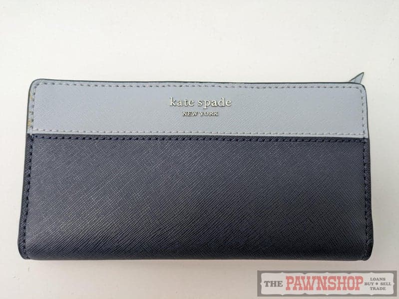 Kate Spade New York Cameron Bifold Slim Saffiano Leather Wallet in Navy Blue