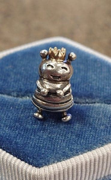 Pandora Queen Bee Charm with 14K Gold Crown - 790227 Retired Sterling Silver