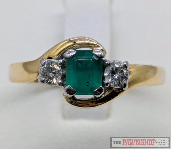 0.35ct Emerald and 0.15ct Diamonds in 18ct Yellow Gold and Palladium $6,900