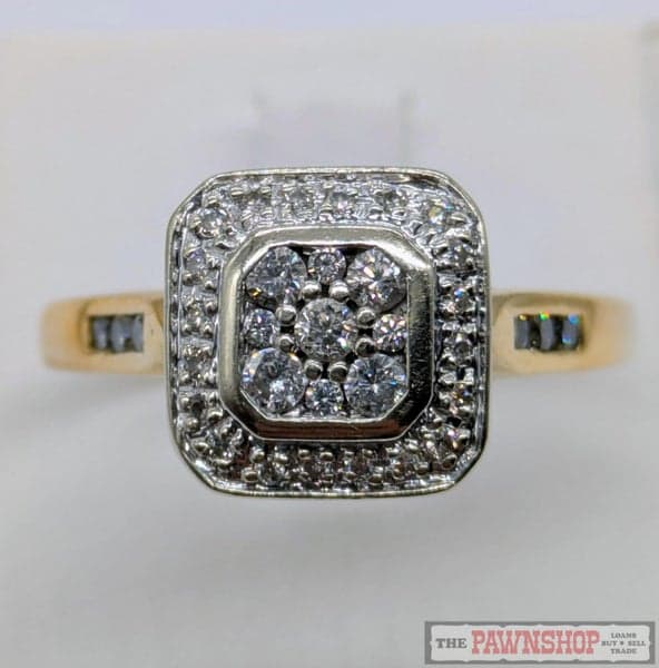 0.50ct Diamond Cluster Ring with Shoulder Diamonds in 18ct Yellow Gold $6,000